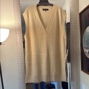 NWT Eloquii Loom Beige Knit Sleeveless Sweater Vest